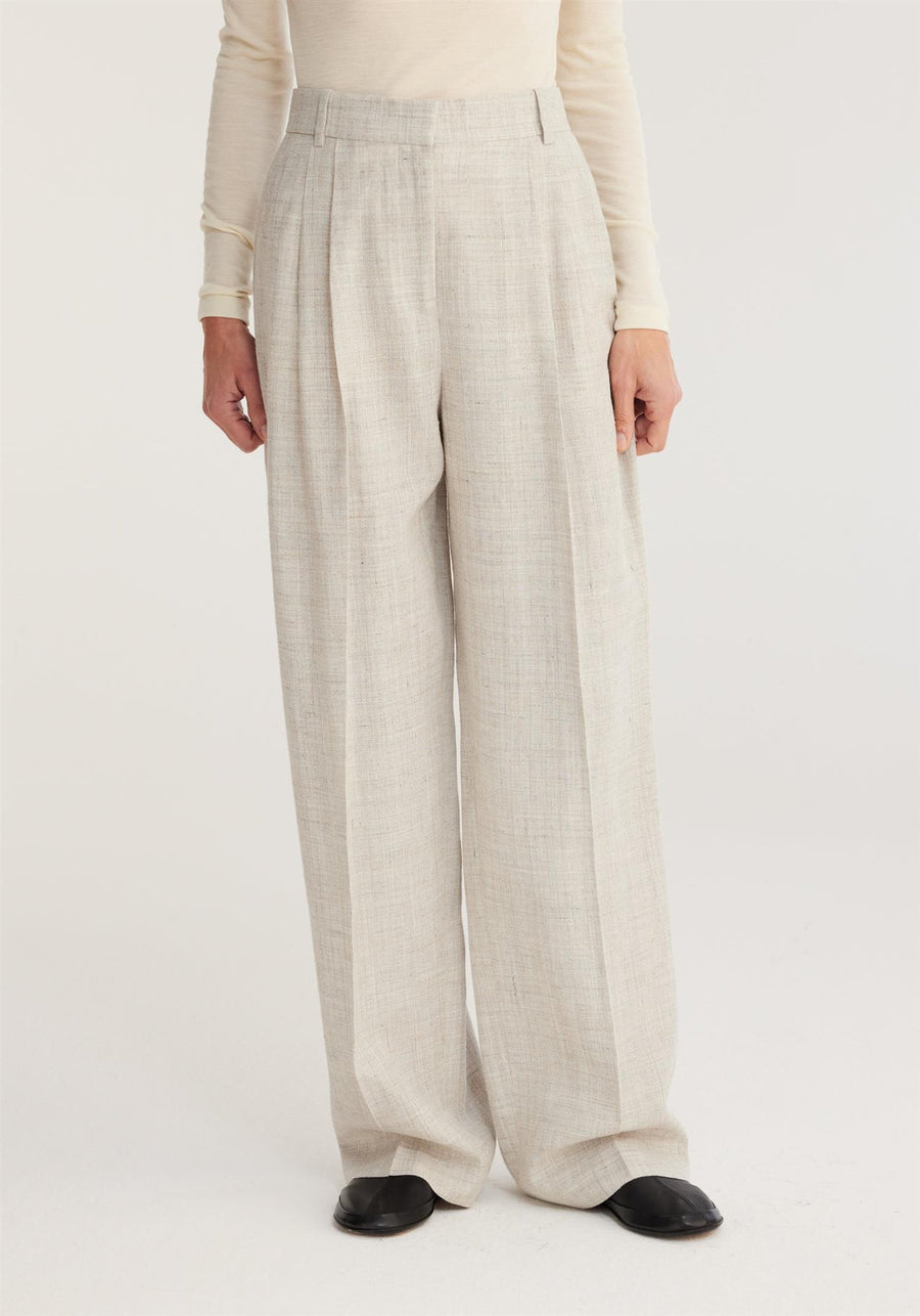 Wide Leg Pleated Trousers