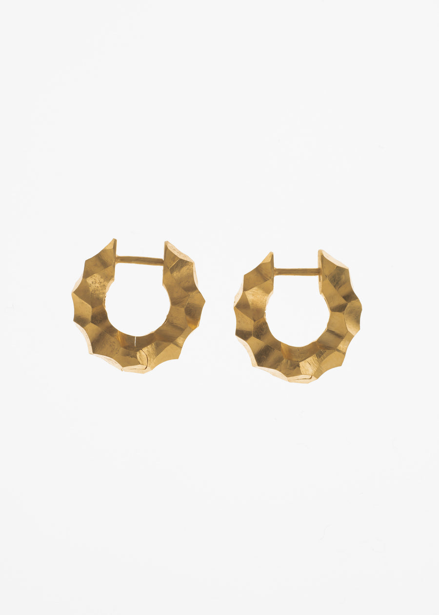 Almost Earrings Medium Carved Gold