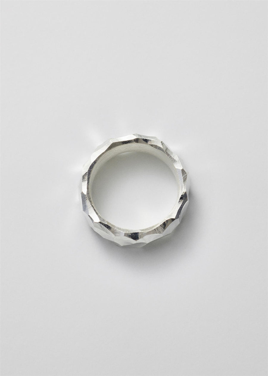 Tire Ring Narrow Carved Silver