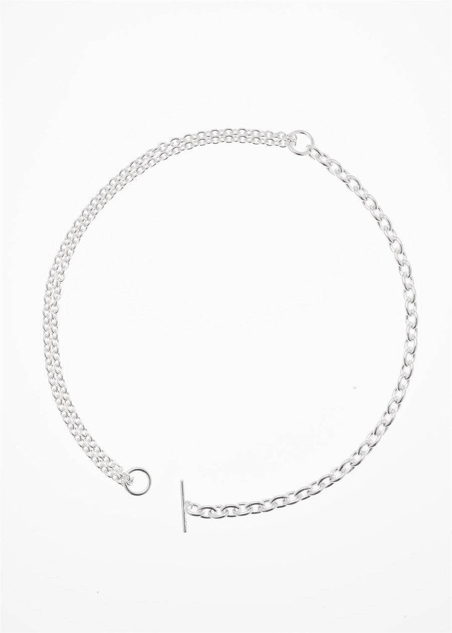 Double Necklace Thin Silver