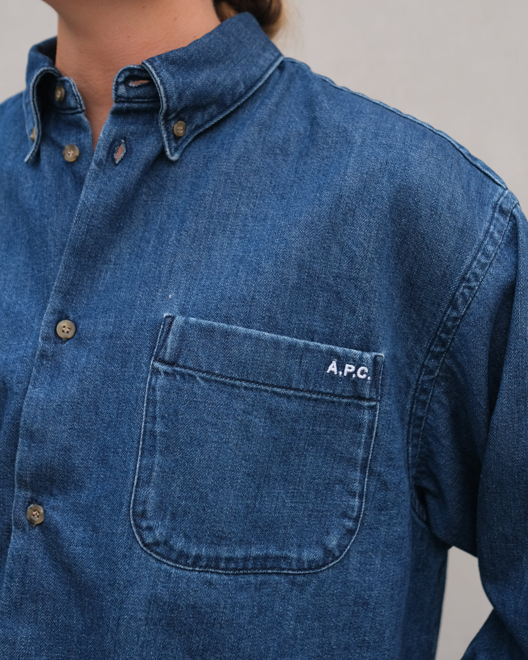 Sophia Button Down Logo Shirt - Indigo