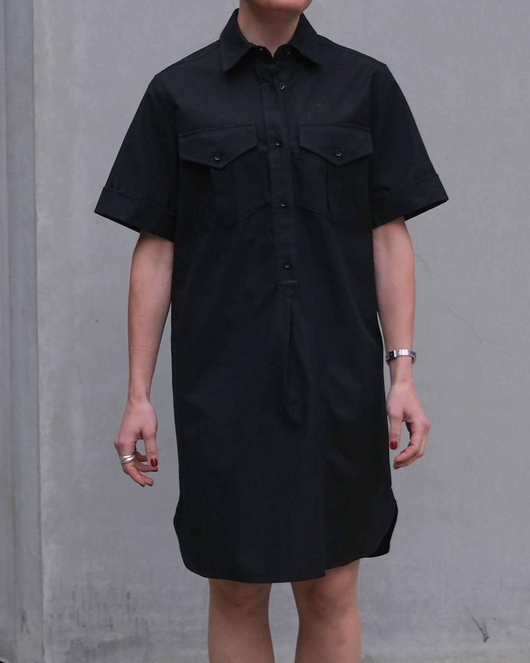 Army Shirt Dress - Black