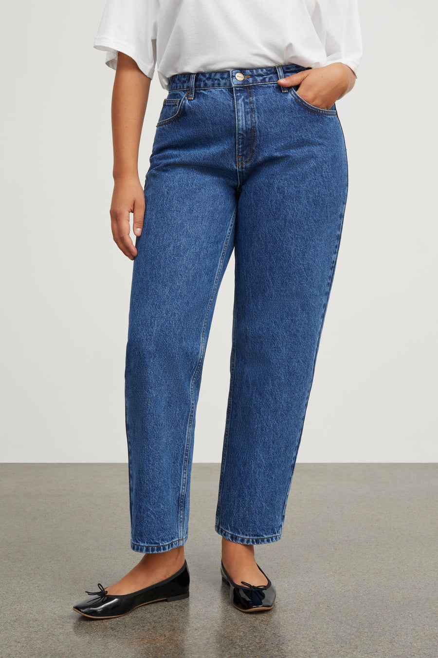Allison Cropped Jeans Mid Blue