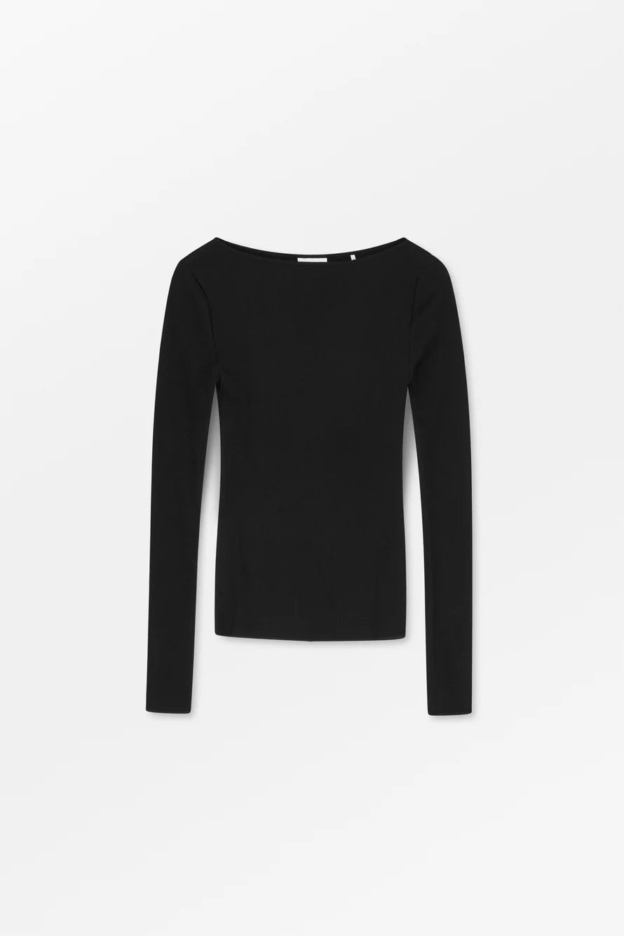 Amy Wide Neck Blouse Black
