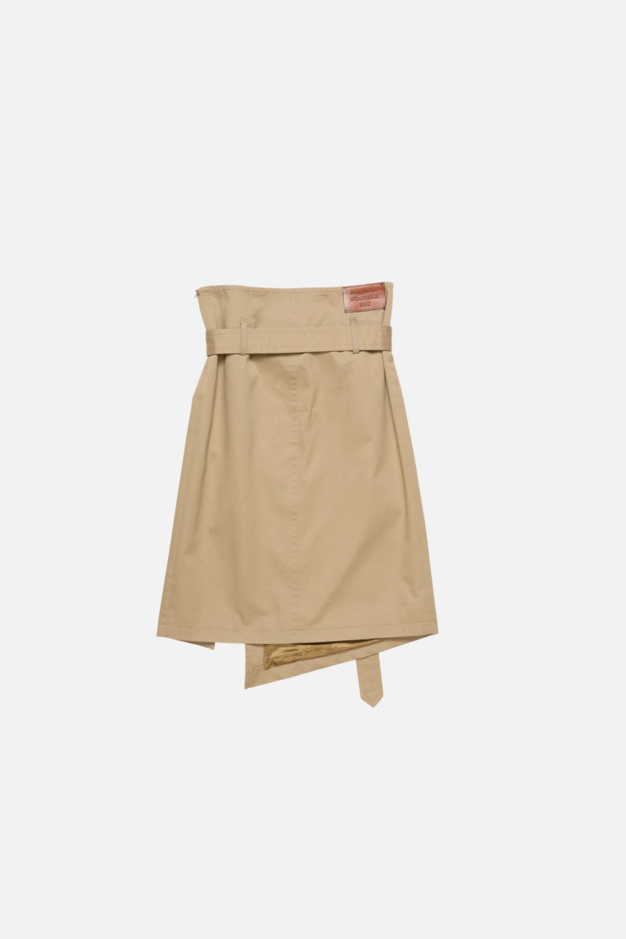 Belted Twill Skirt Mud Beige