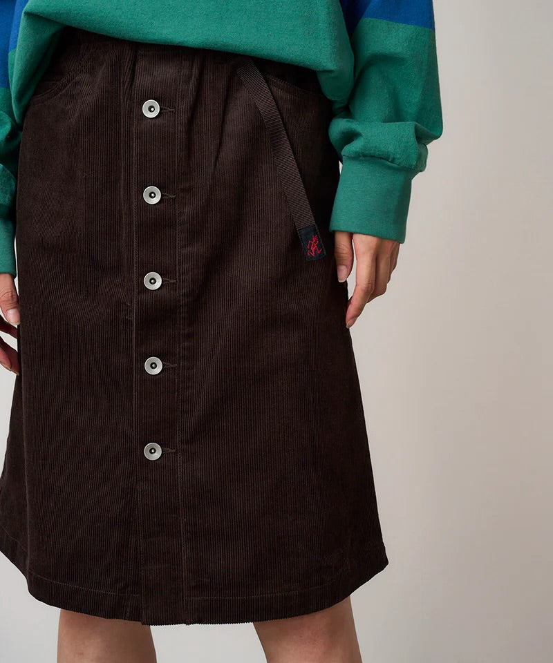 Buttoned Down Midi Skirt Deep Brown