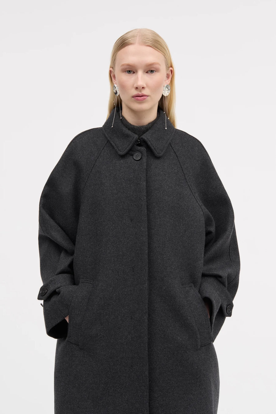 Caro Two Layered Wool Coat Dark Grey