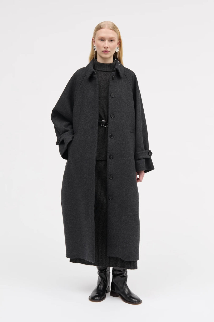 Caro Two Layered Wool Coat Dark Grey