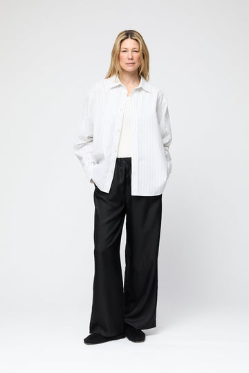 Coastal Shirt White Black Pinstripe