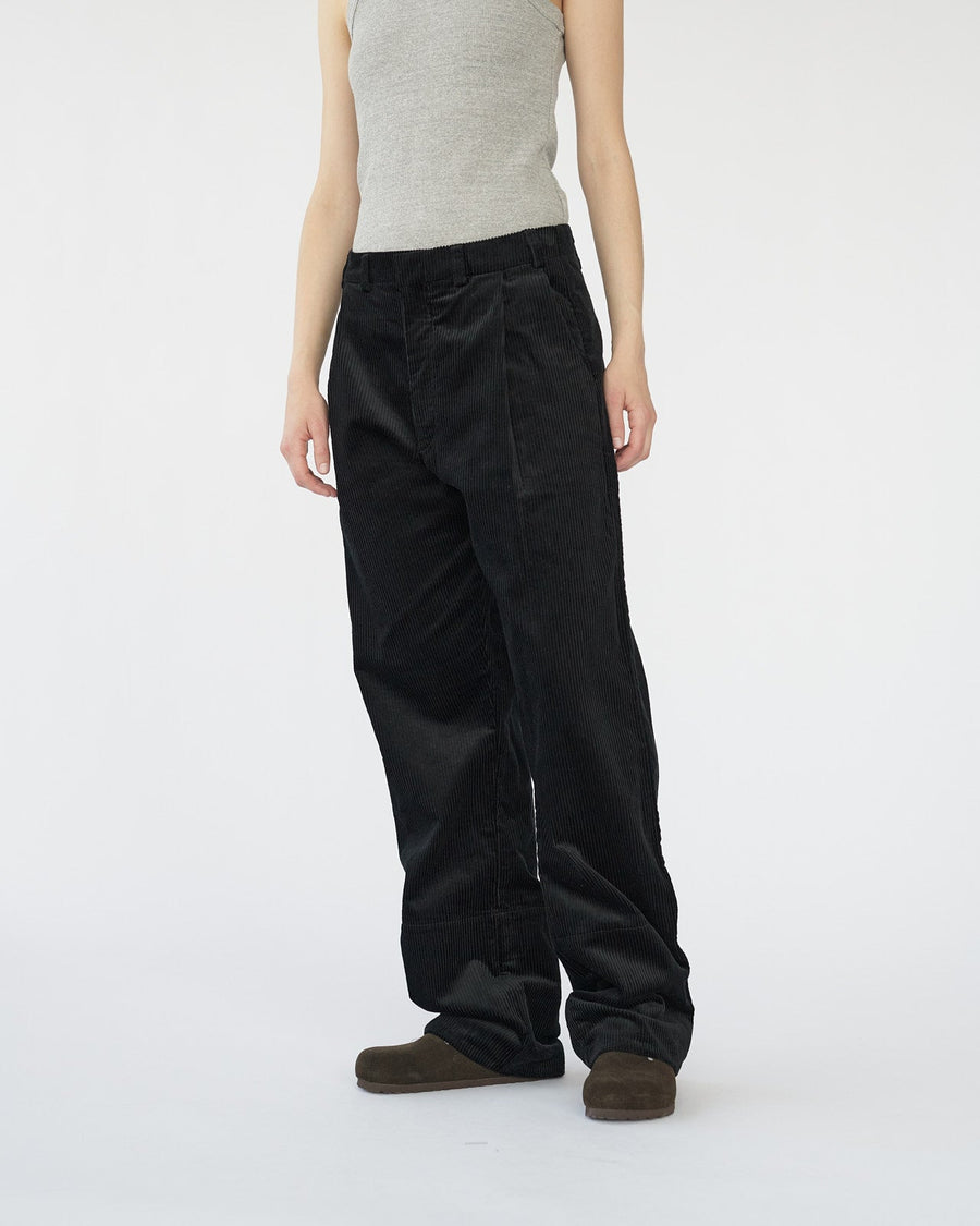 Corduroy Box Trousers Black