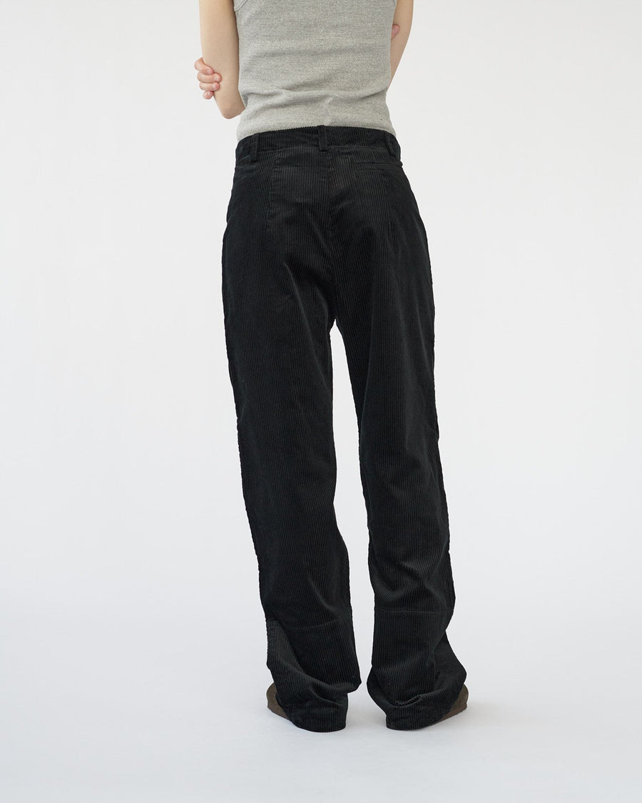 Corduroy Box Trousers Black