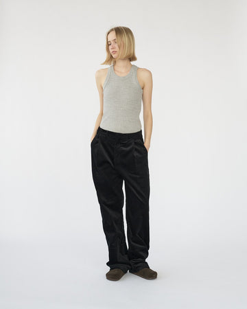 Corduroy Box Trousers Black