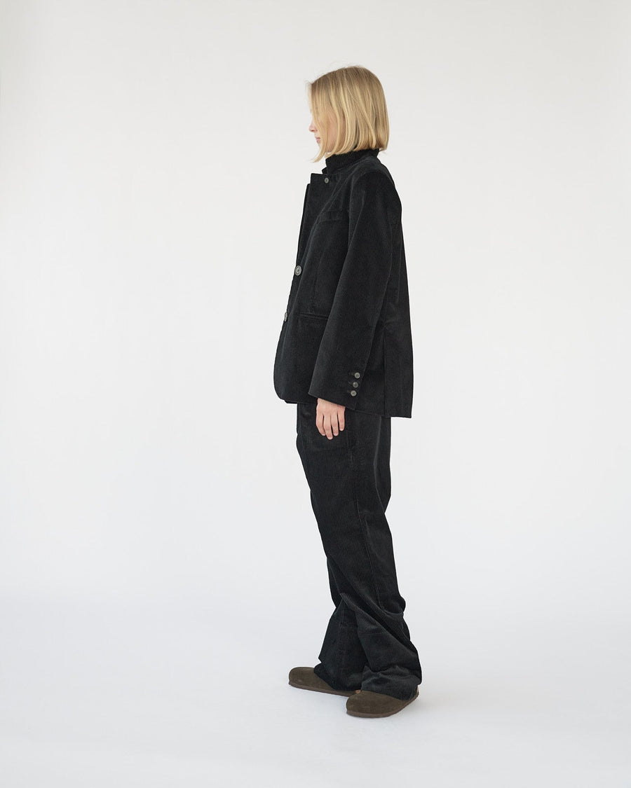 Corduroy Straight Blazer Black