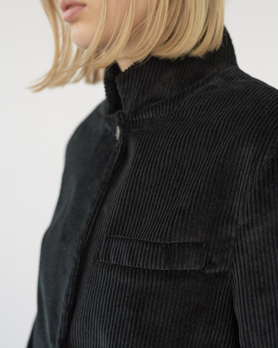 Corduroy Straight Blazer Black