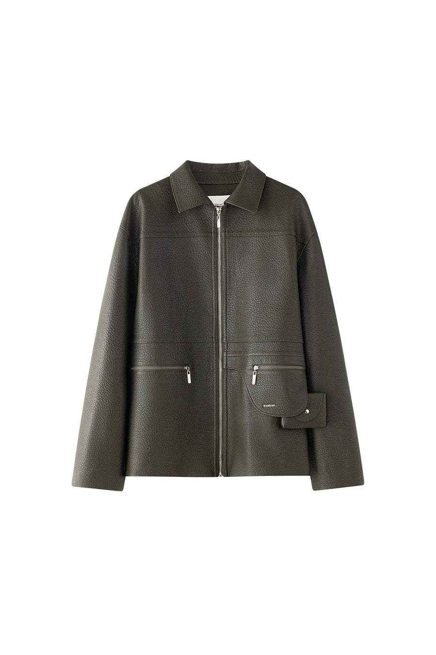 Cosmo Midi Leather Jacket Khaki