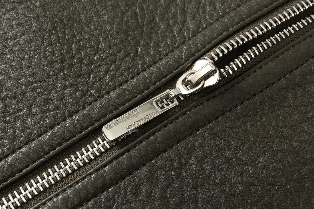 Cosmo Midi Leather Jacket Khaki