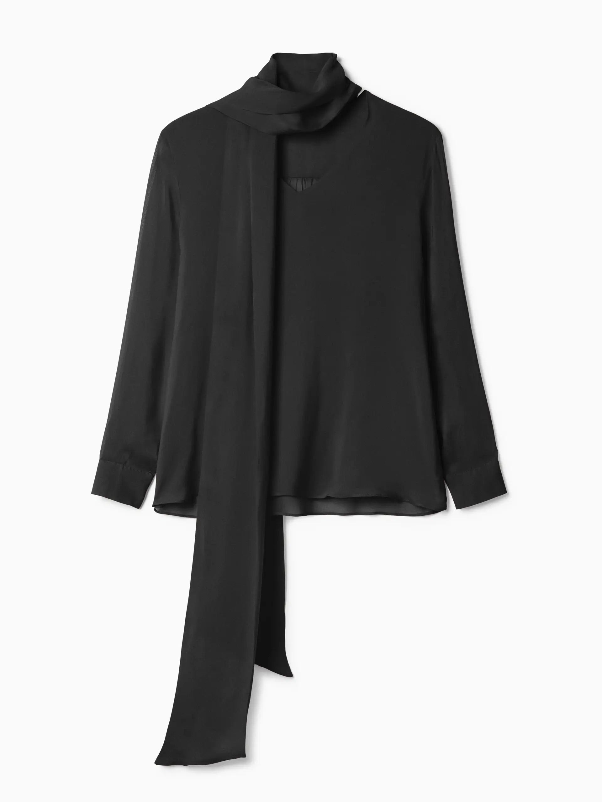 Chiffon Scarf Blouse - Black