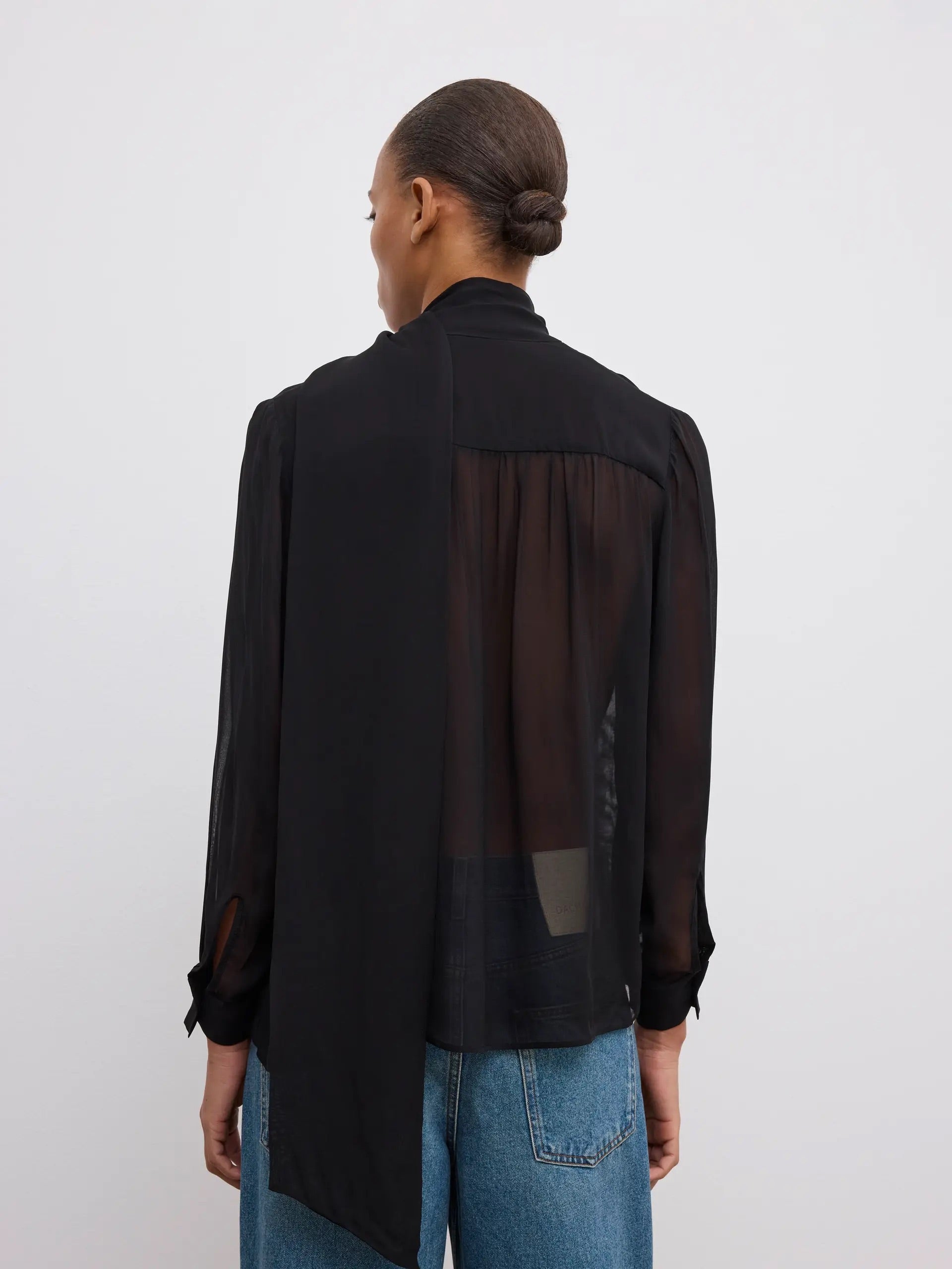 Chiffon Scarf Blouse - Black