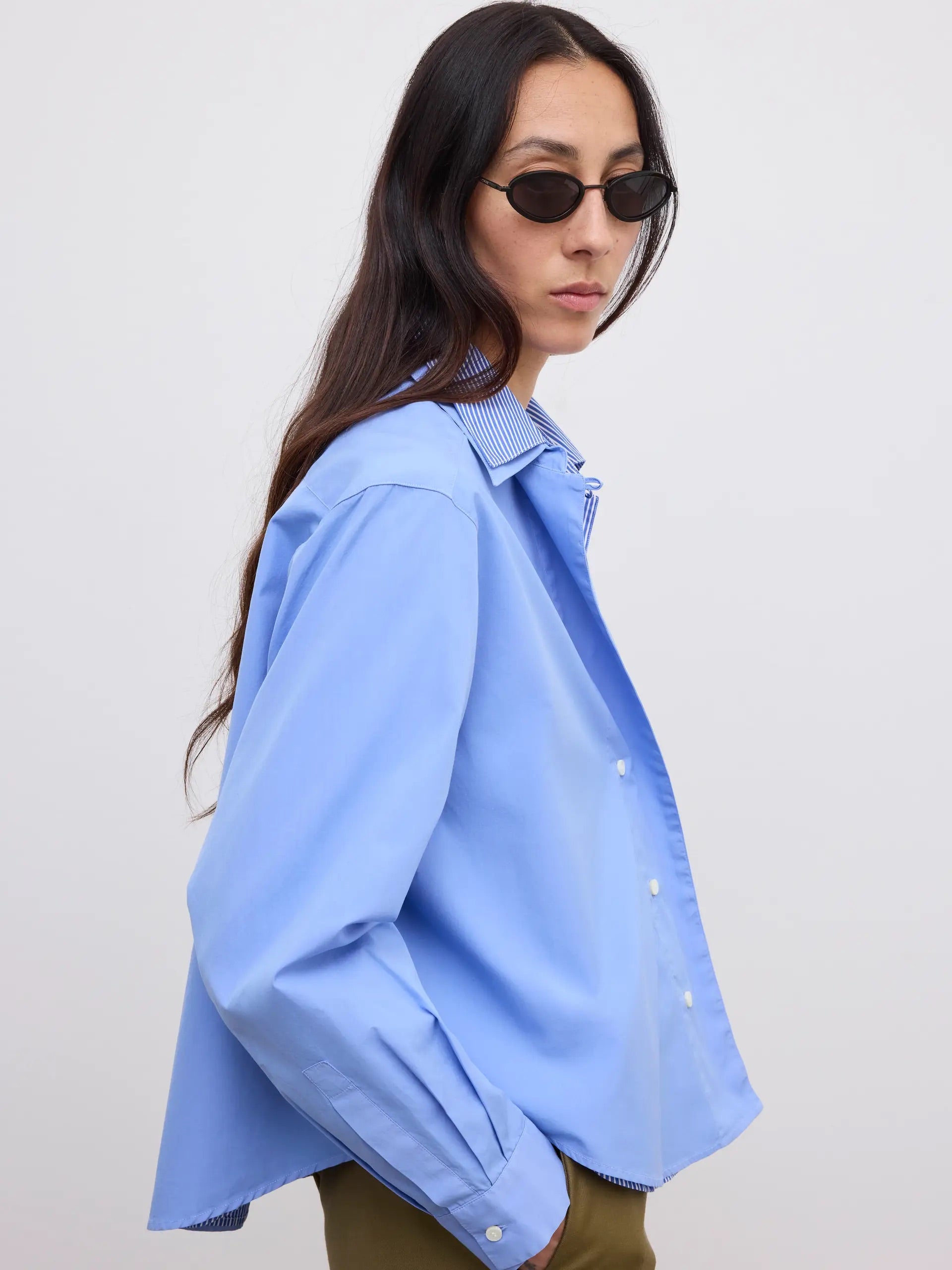 Cropped Shirt - Mid Blue