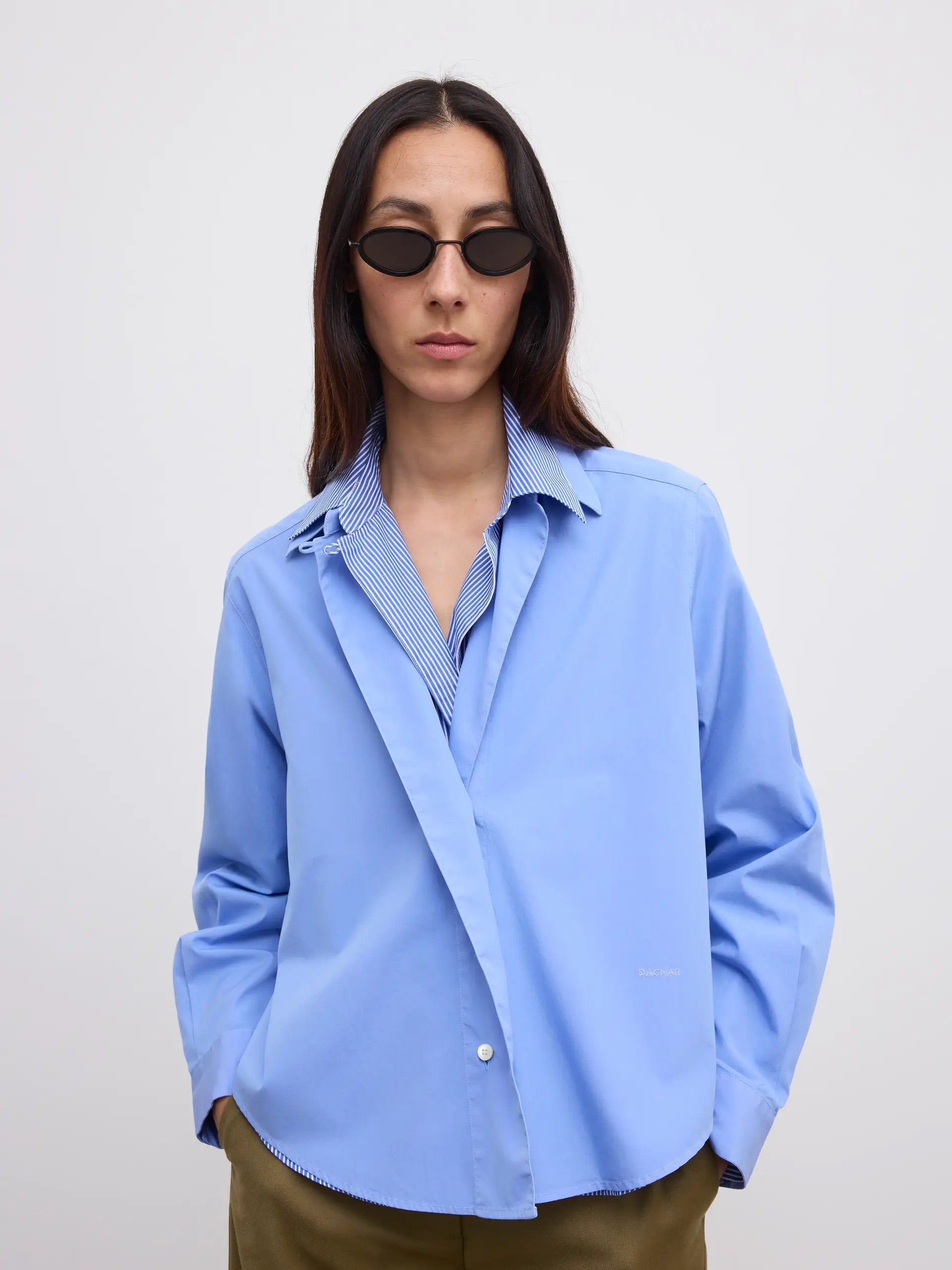 Cropped Shirt - Mid Blue