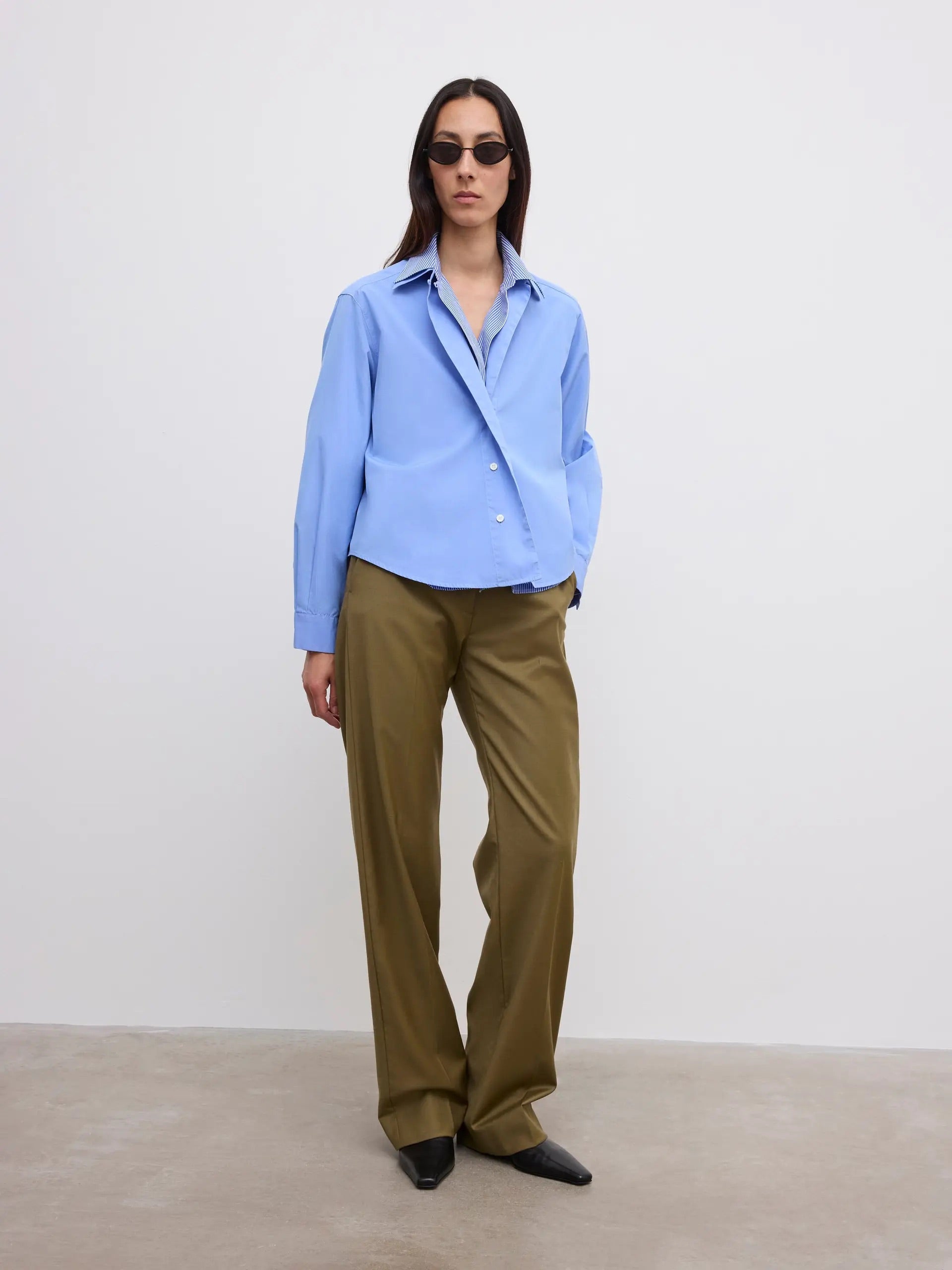 Cropped Shirt - Mid Blue