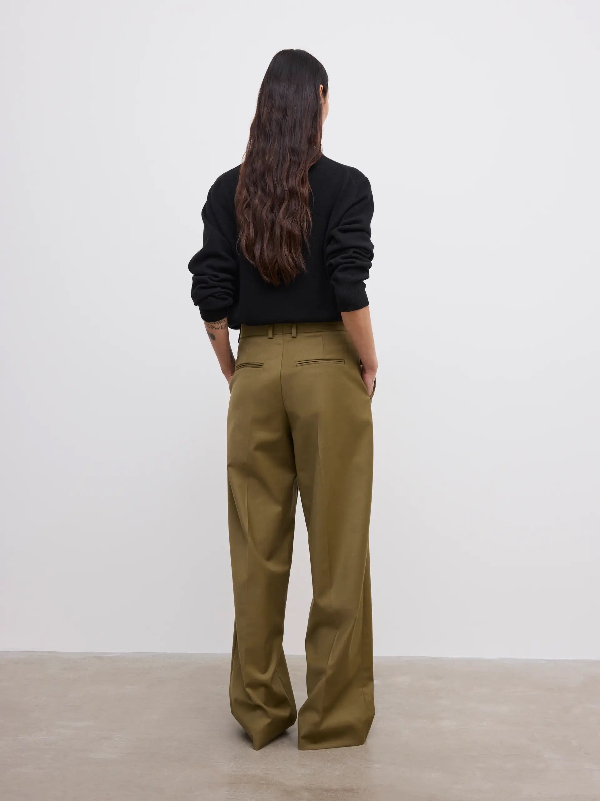 Relaxed Wool Trouser - Olive Green