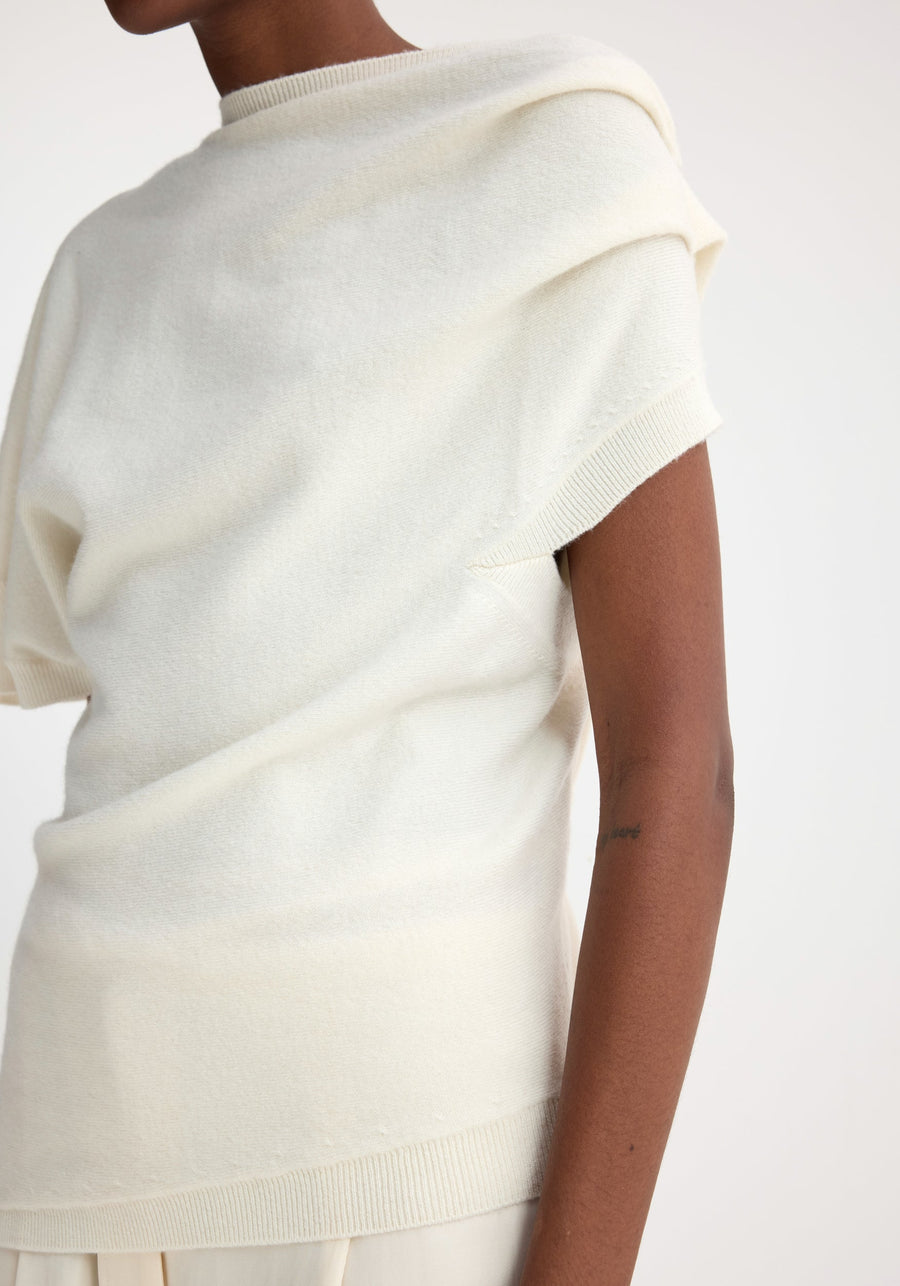 Deconstructed Knitted Top Off White