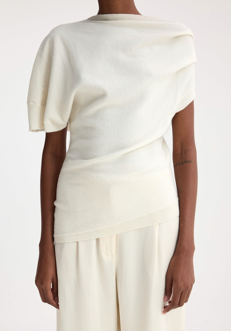 Deconstructed Knitted Top Off White