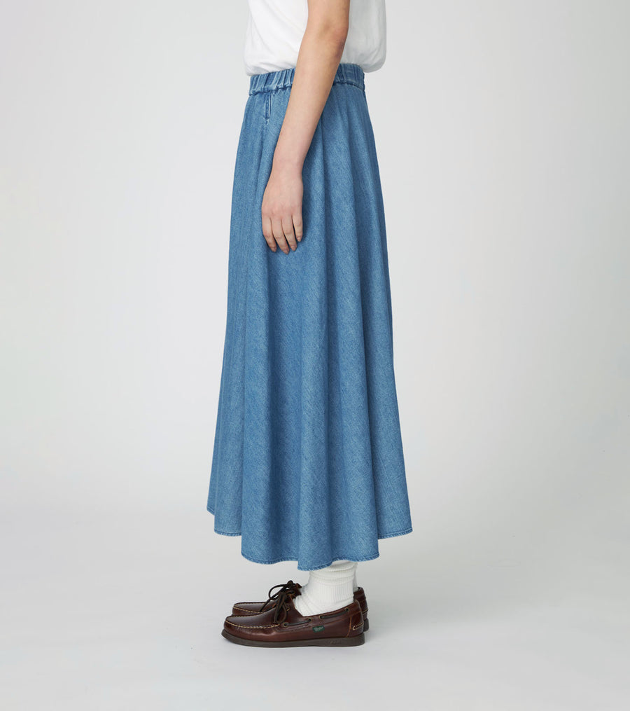 Light Denim Circular Skirt Indigo