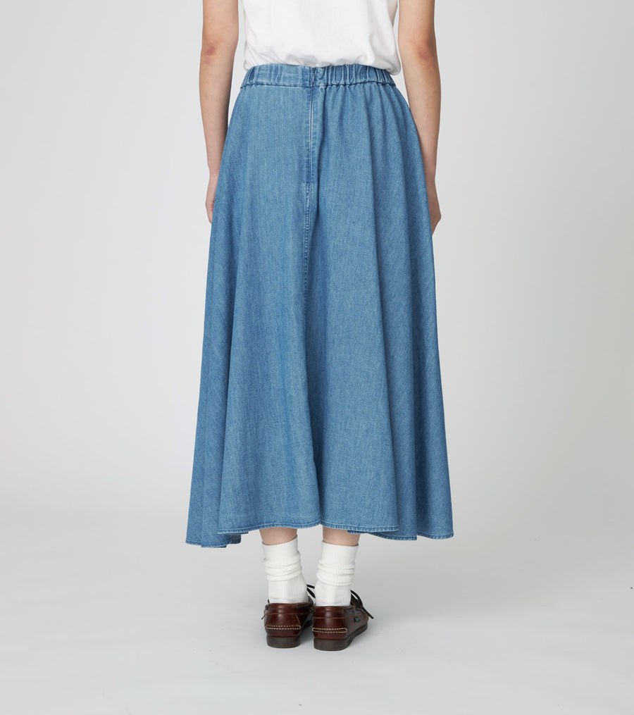 Light Denim Circular Skirt Indigo