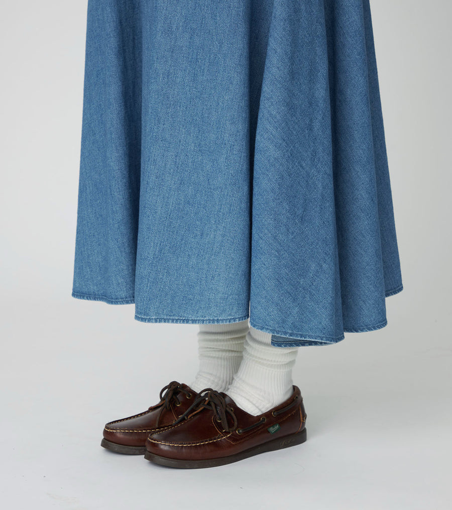 Light Denim Circular Skirt Indigo
