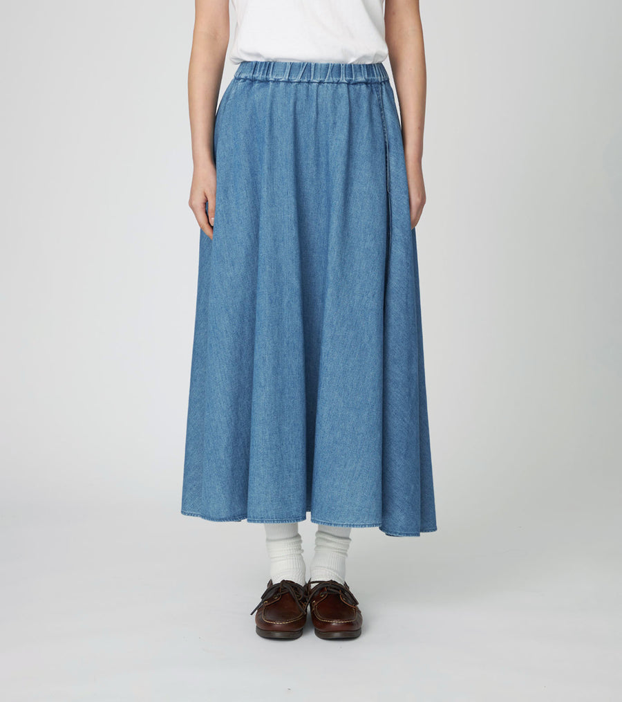 Light Denim Circular Skirt Indigo