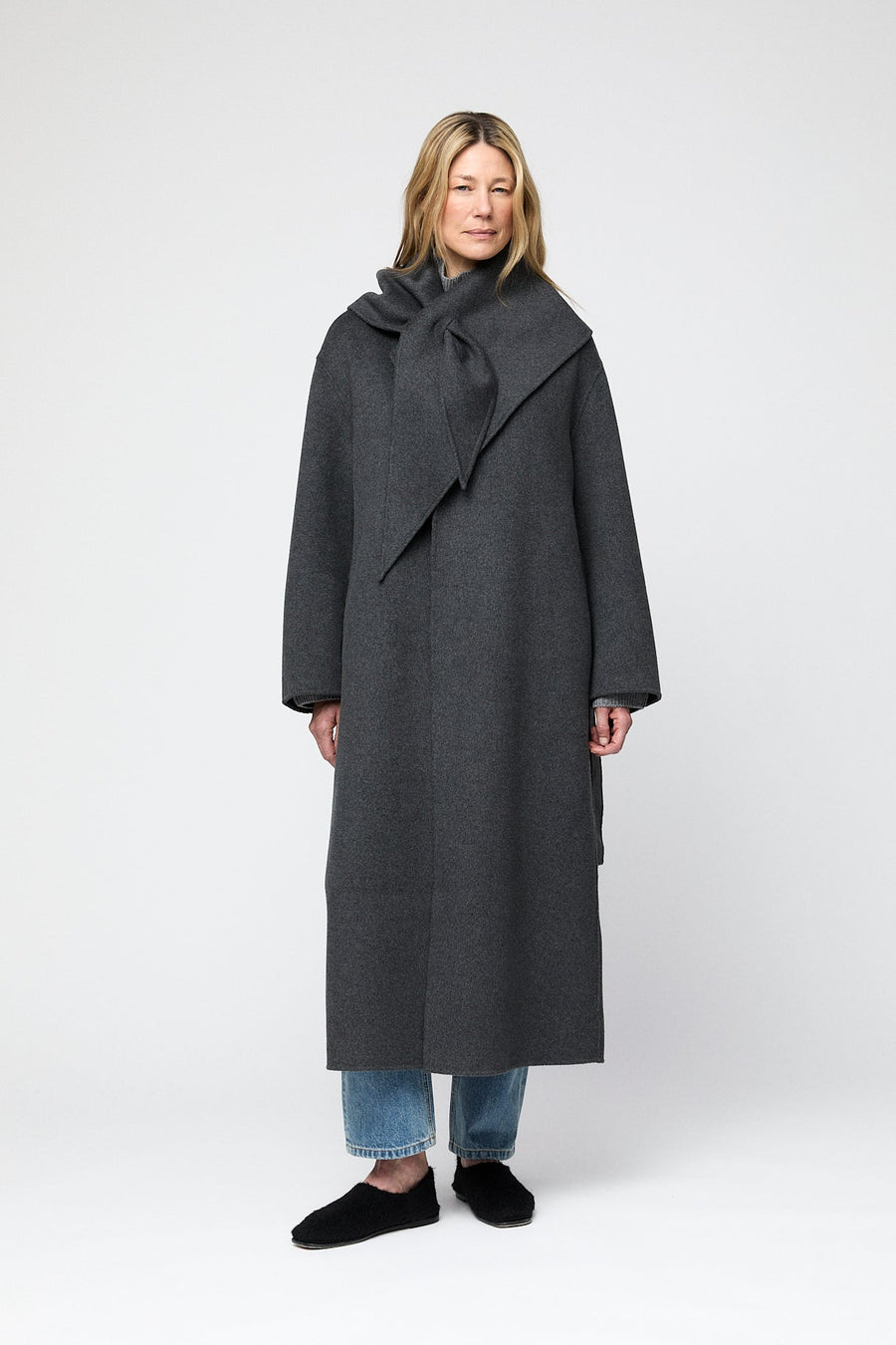 Double Wrap Coat Charcoal