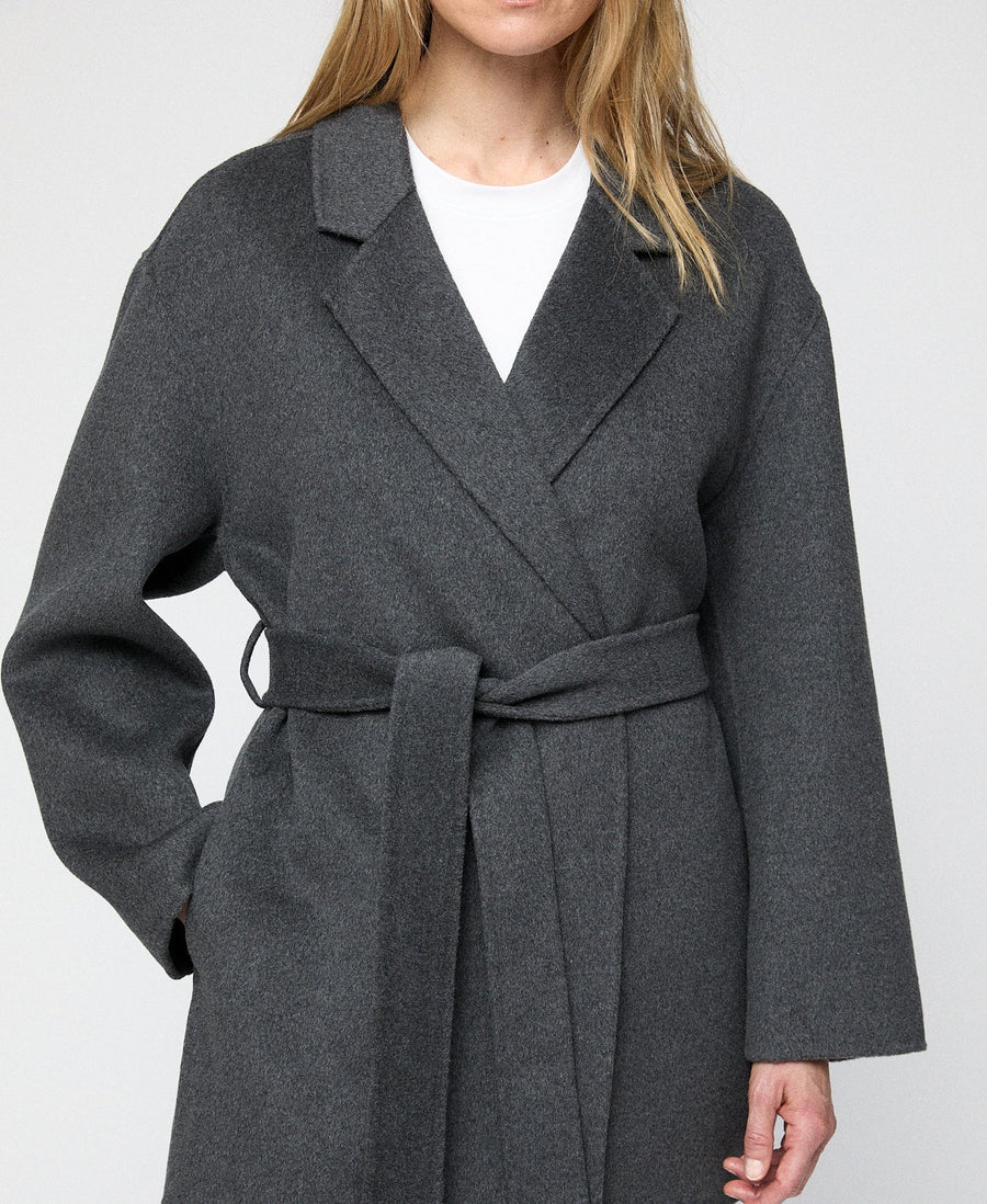 Double Wrap Coat Charcoal