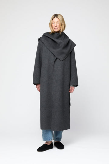 Double Wrap Coat Charcoal