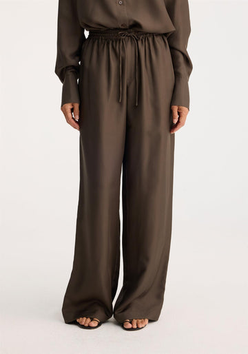 Wide Leg Silk Trousers