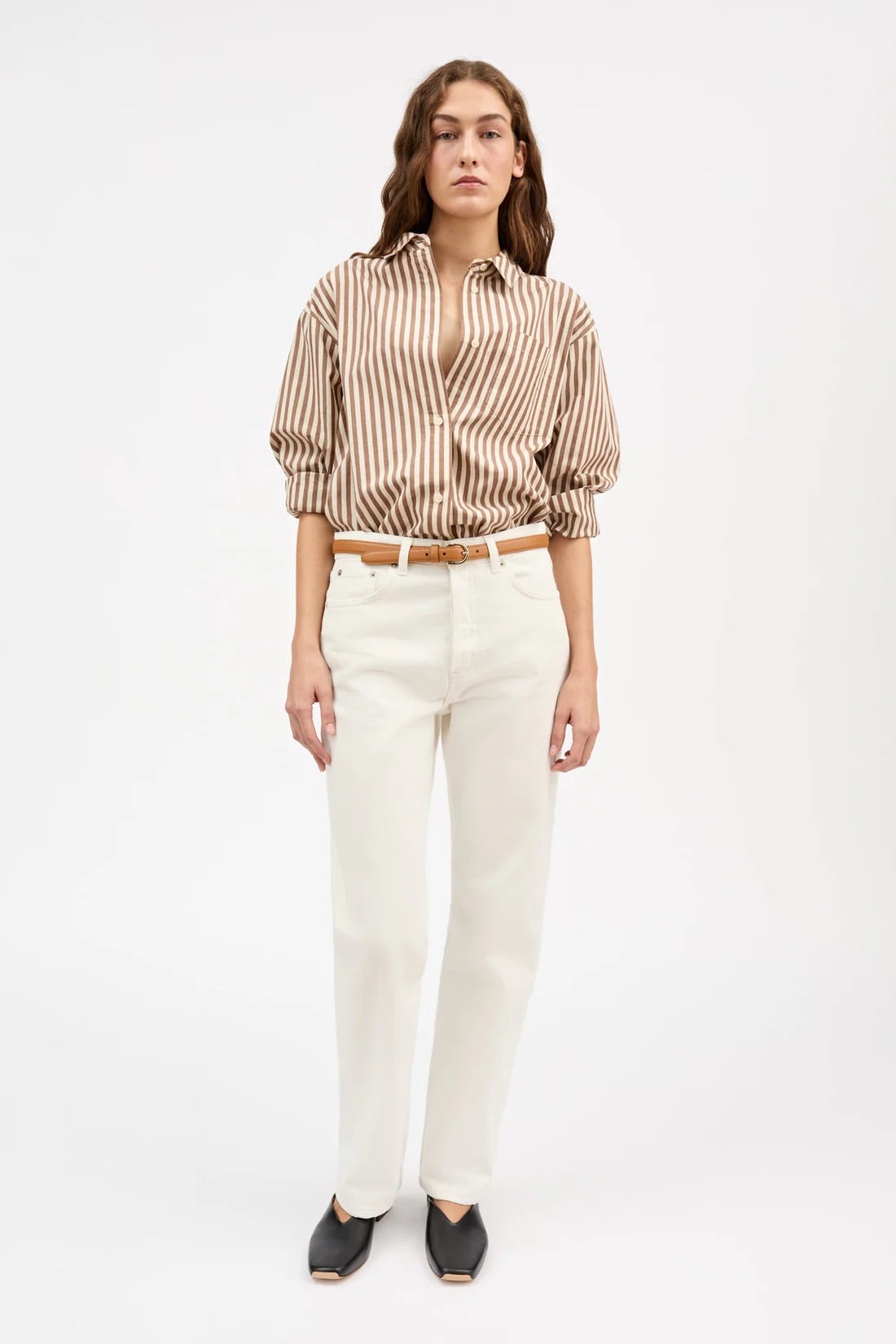 Edgar Shirt - Brown/Ecru Stripe
