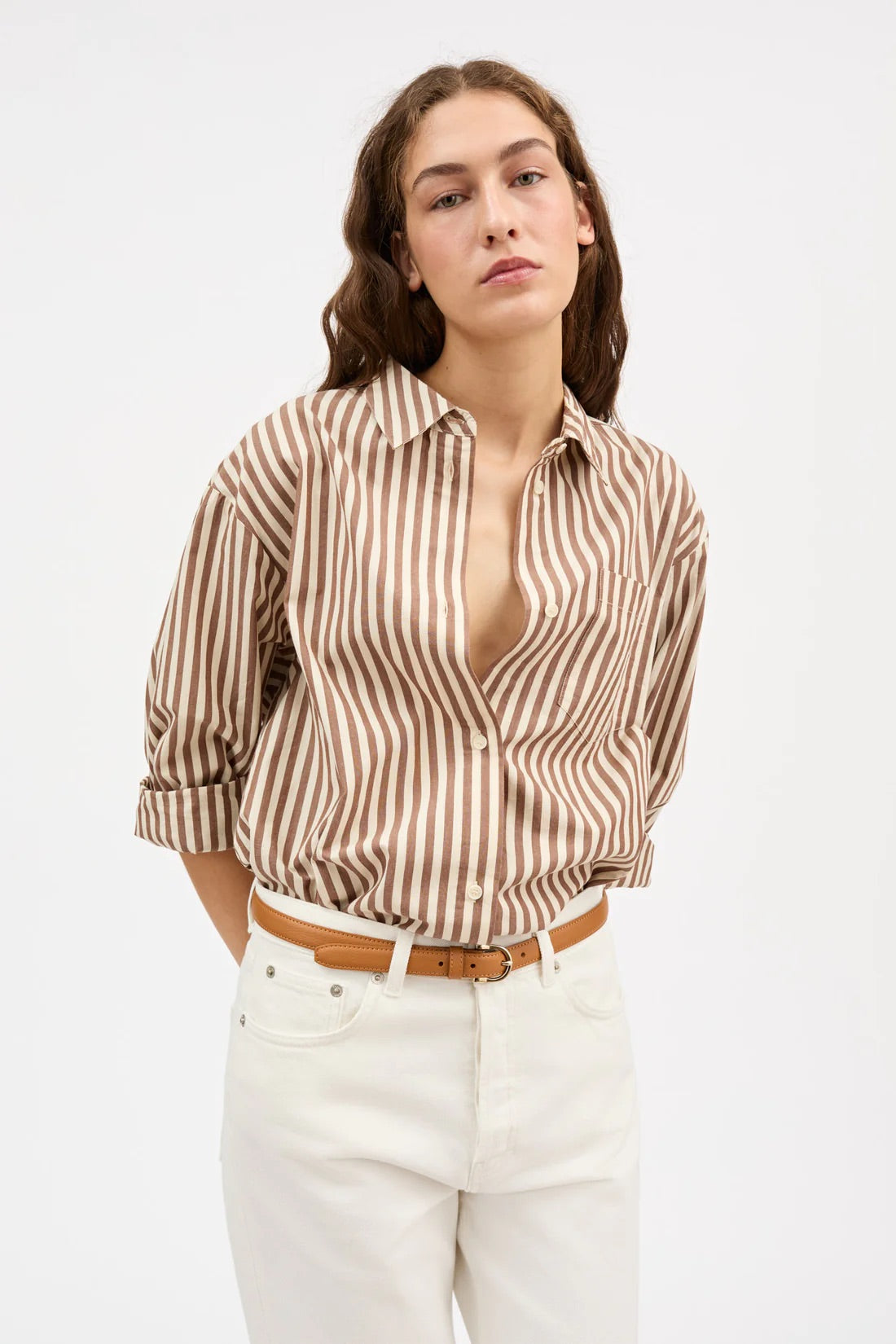 Edgar Shirt - Brown/Ecru Stripe
