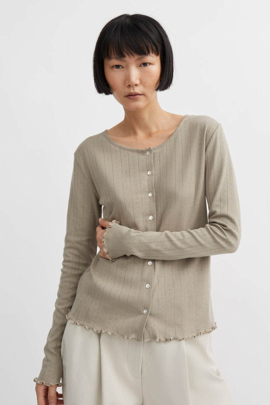 Edie Cardigan Stone Moss