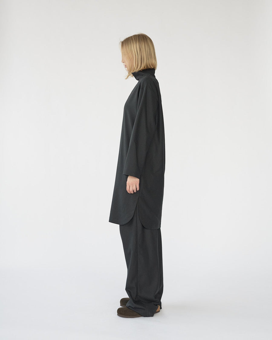 Fine Wool Shirt Dress Black
