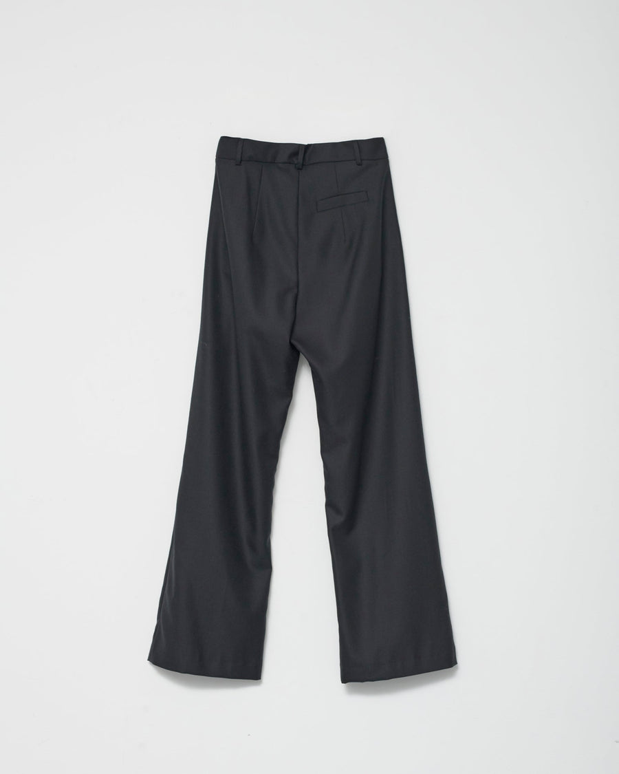 Fine Wool Wide Box Trousers Black