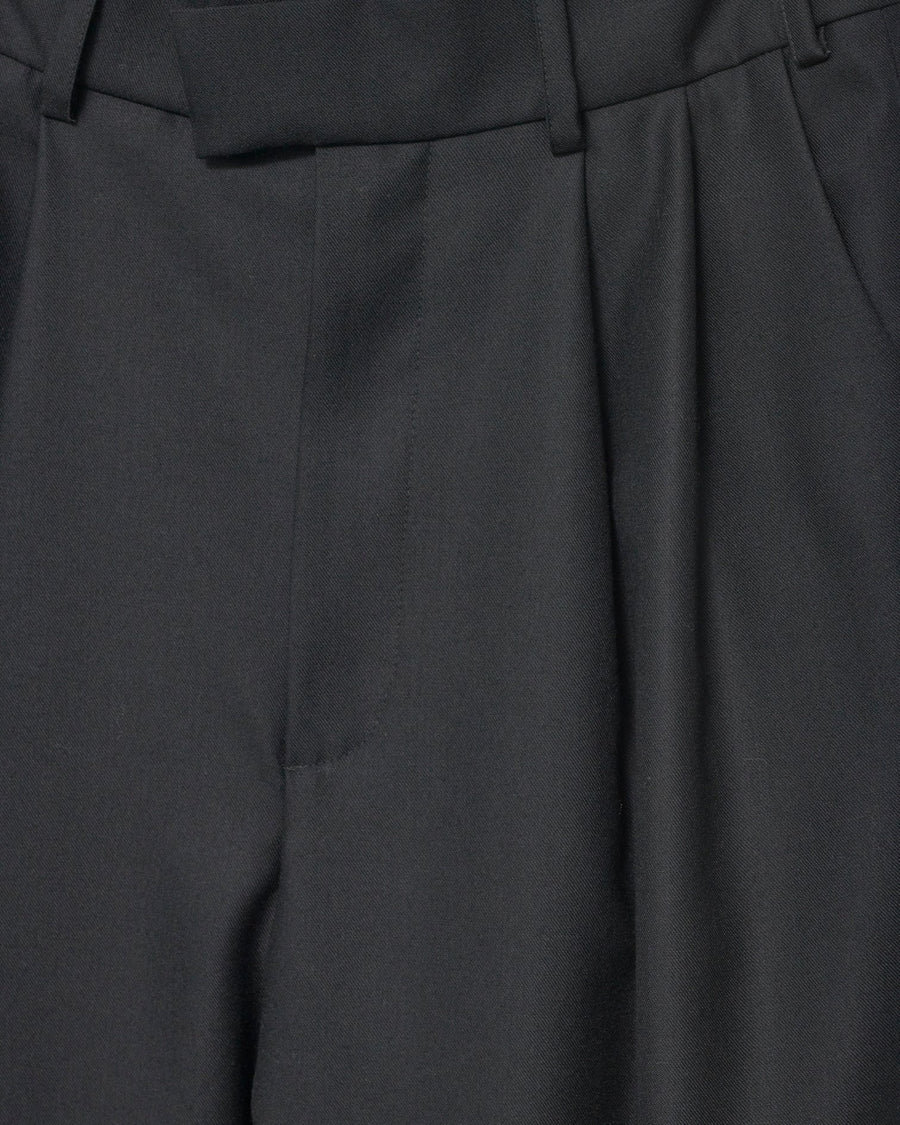 Fine Wool Wide Box Trousers Black
