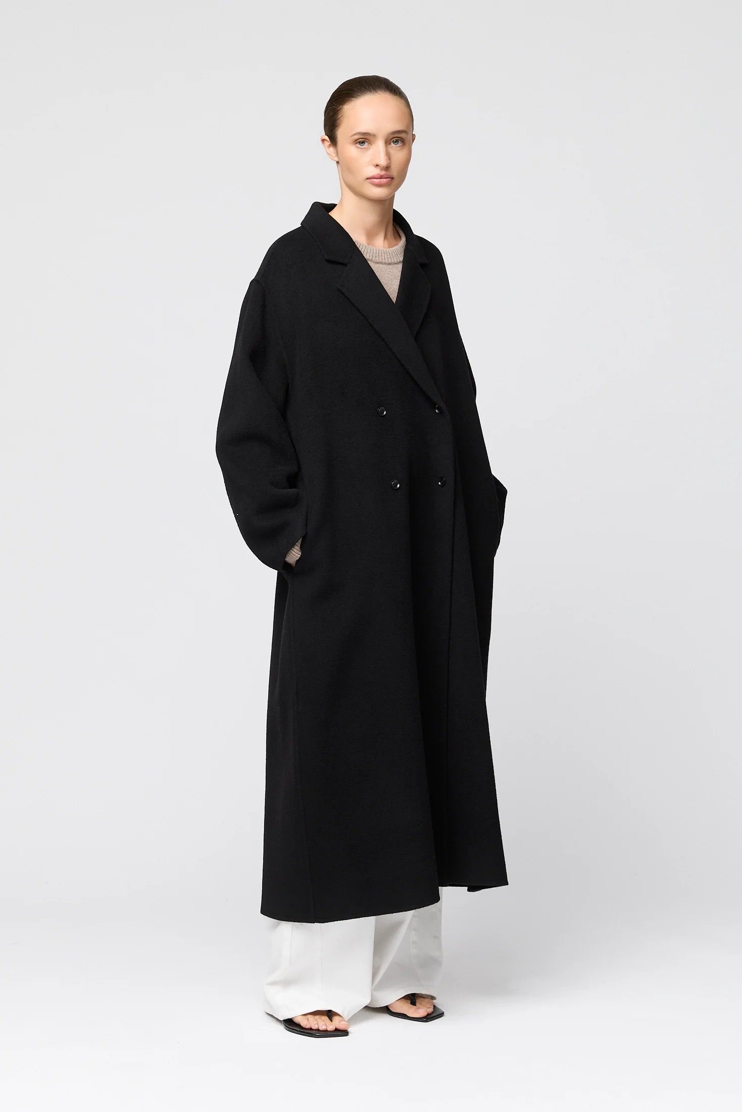 Doublé Wool Lounge Coat - Jet Black