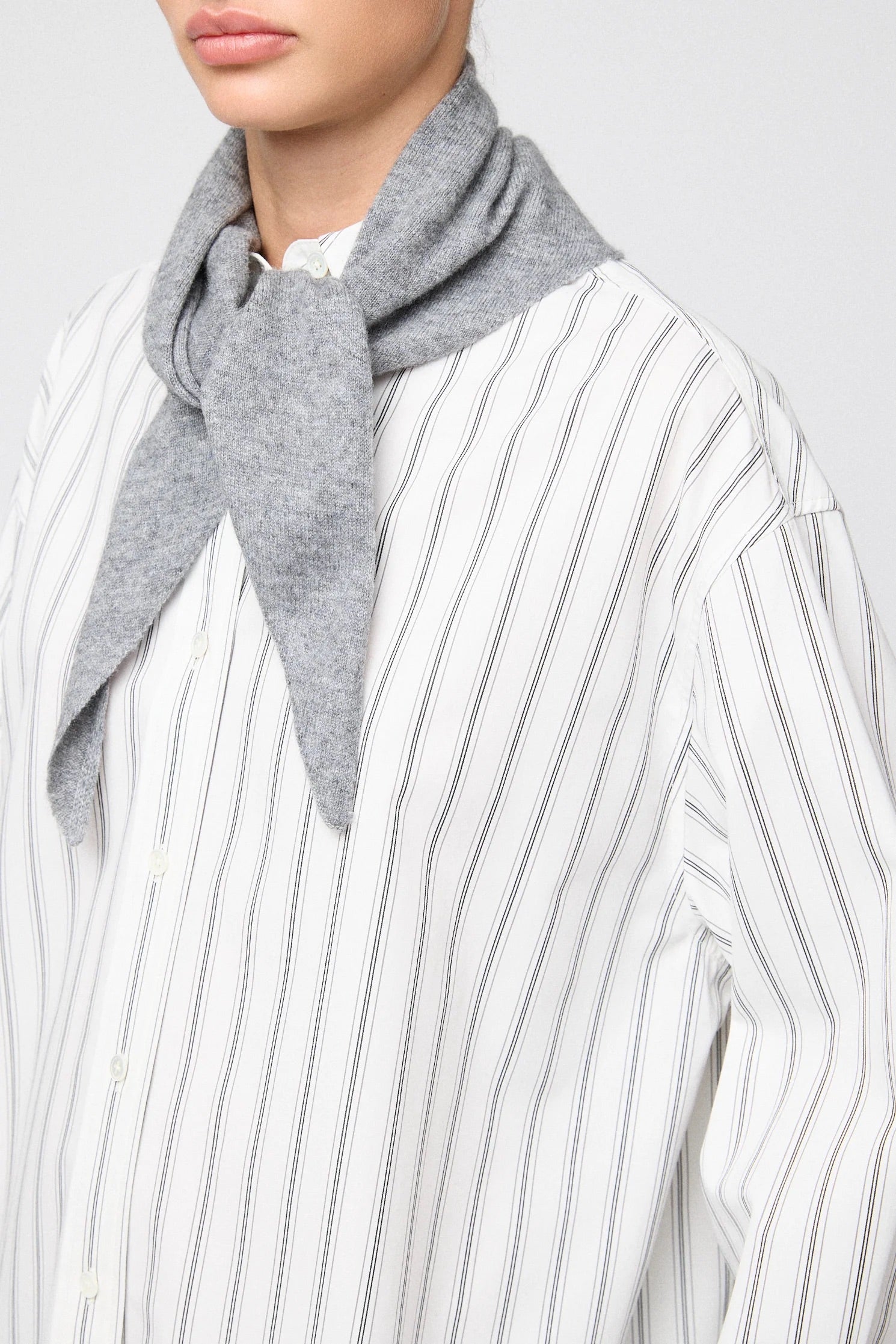 Poplin Workwear Shirt - White/Black/Grey Pinstripe