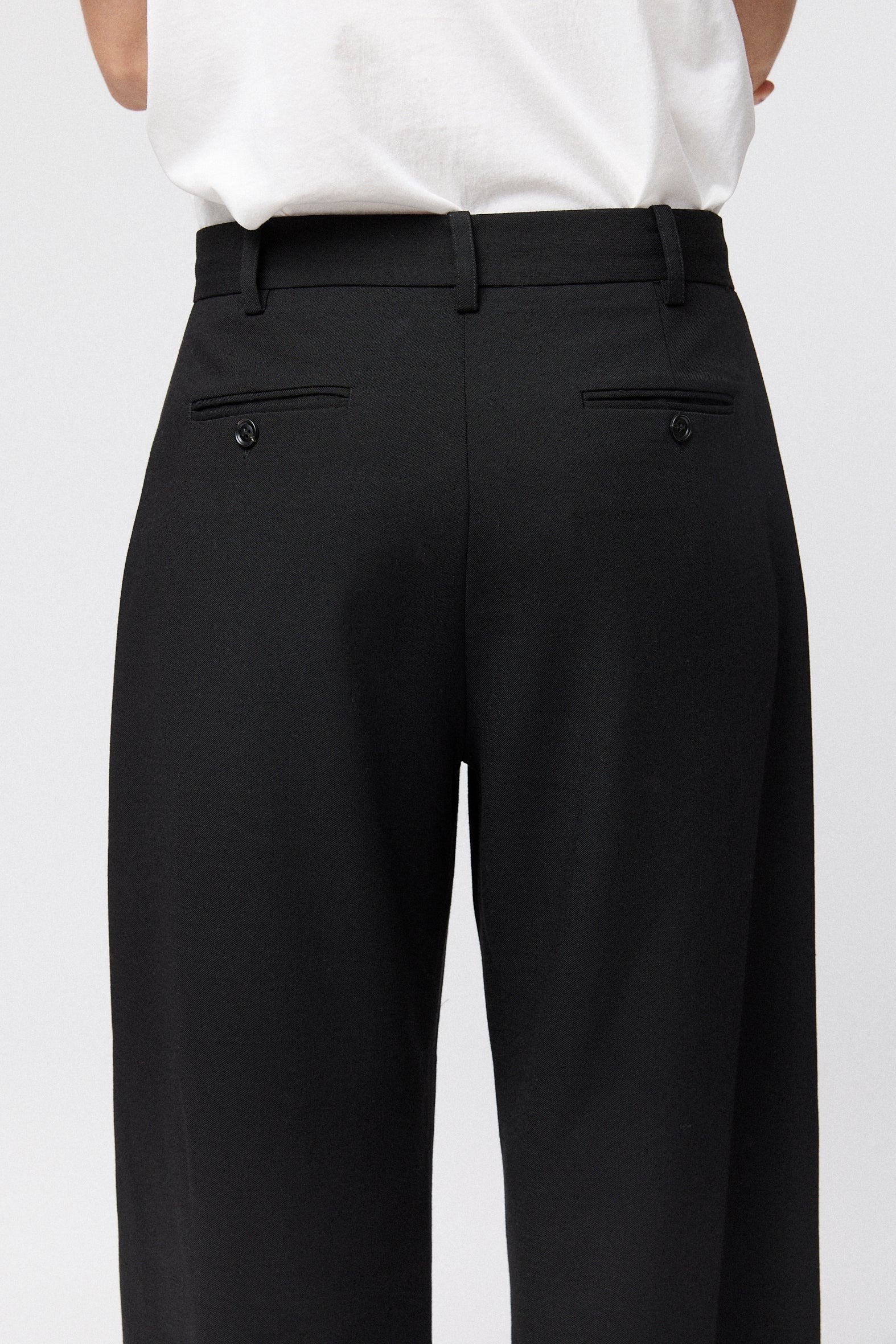 Tailored Wide Leg Trousers - Jet Black