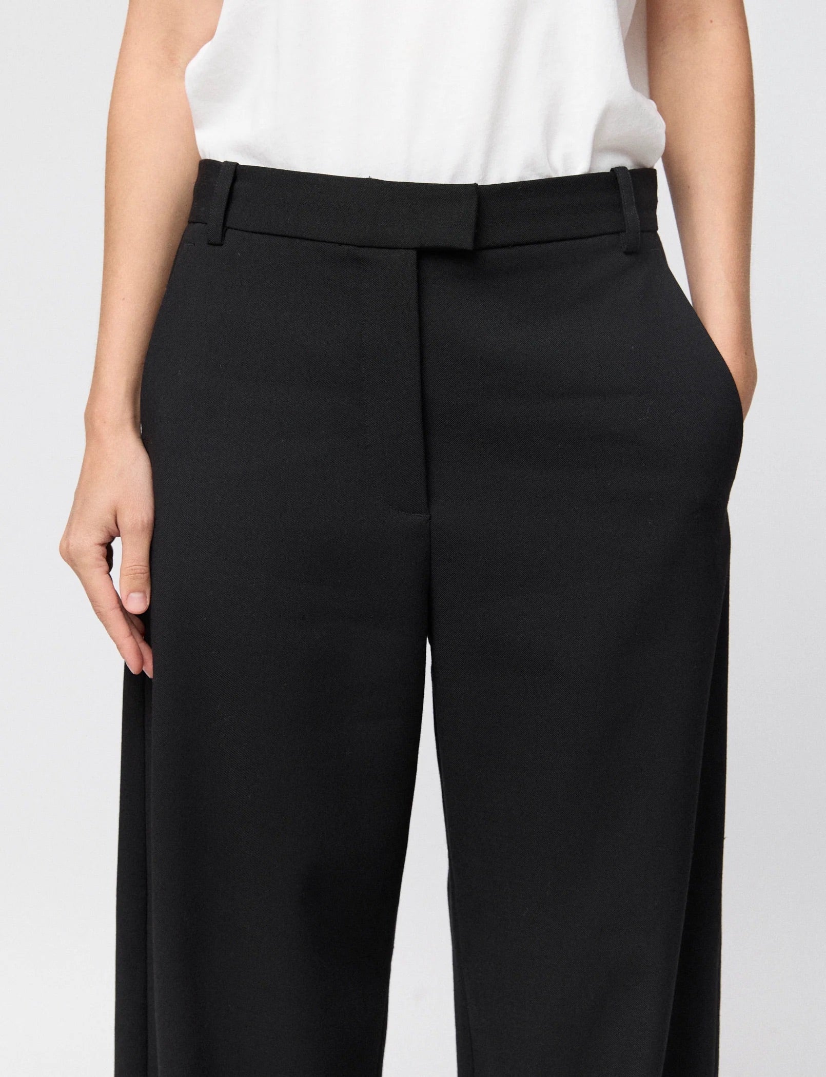 Tailored Wide Leg Trousers - Jet Black