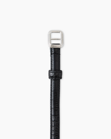 The Georgia Slim Belt Silver Black Croc