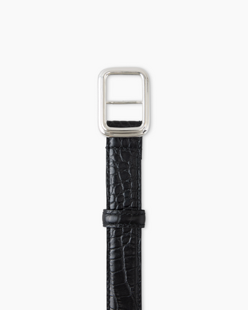 The Georgia Wide Belt Silver Black Croc