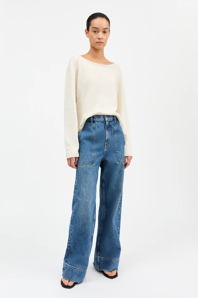 Heather Highwaist Jeans Slouchy Blue - ensemble
