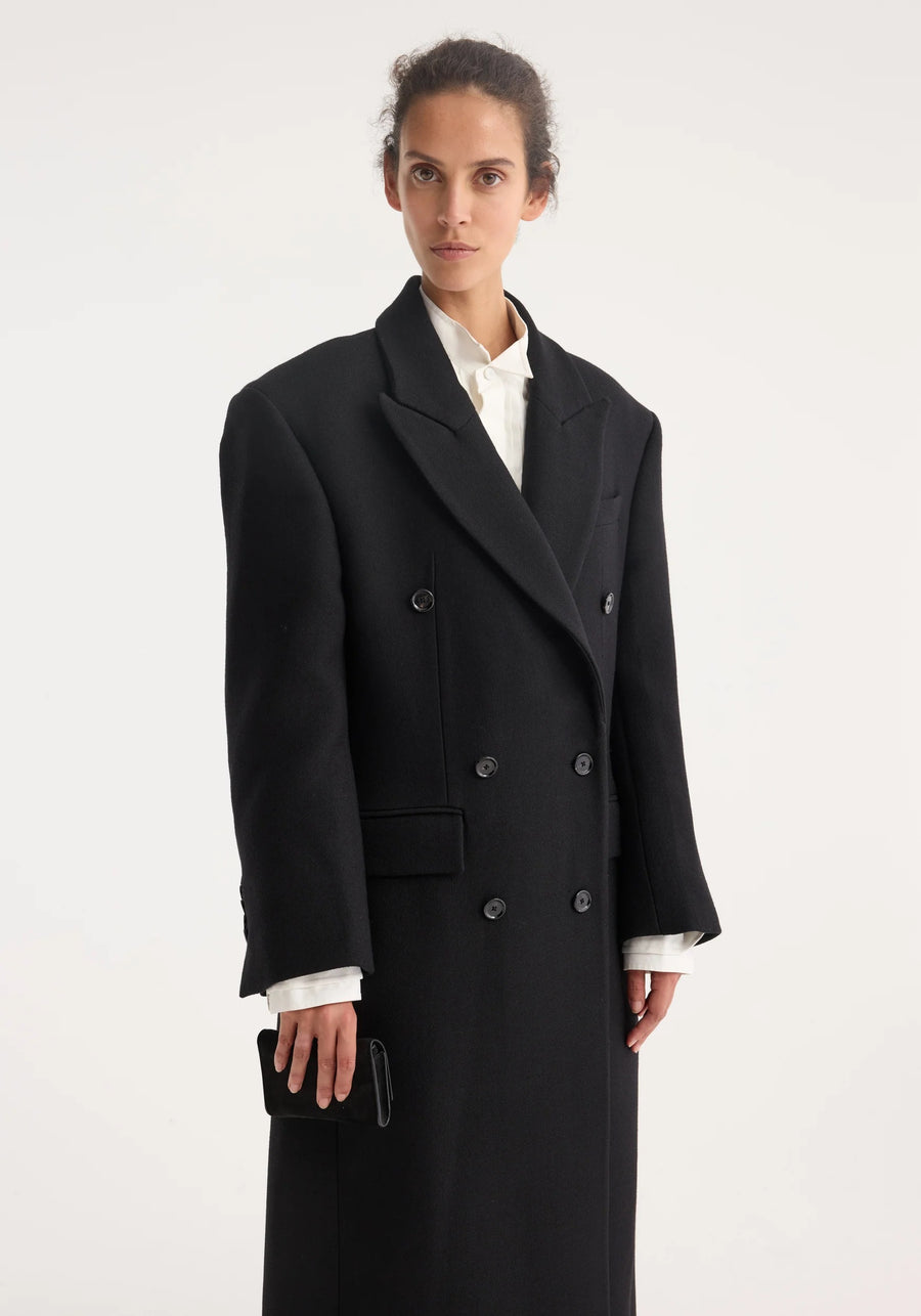 Hourglass Wool Coat Black